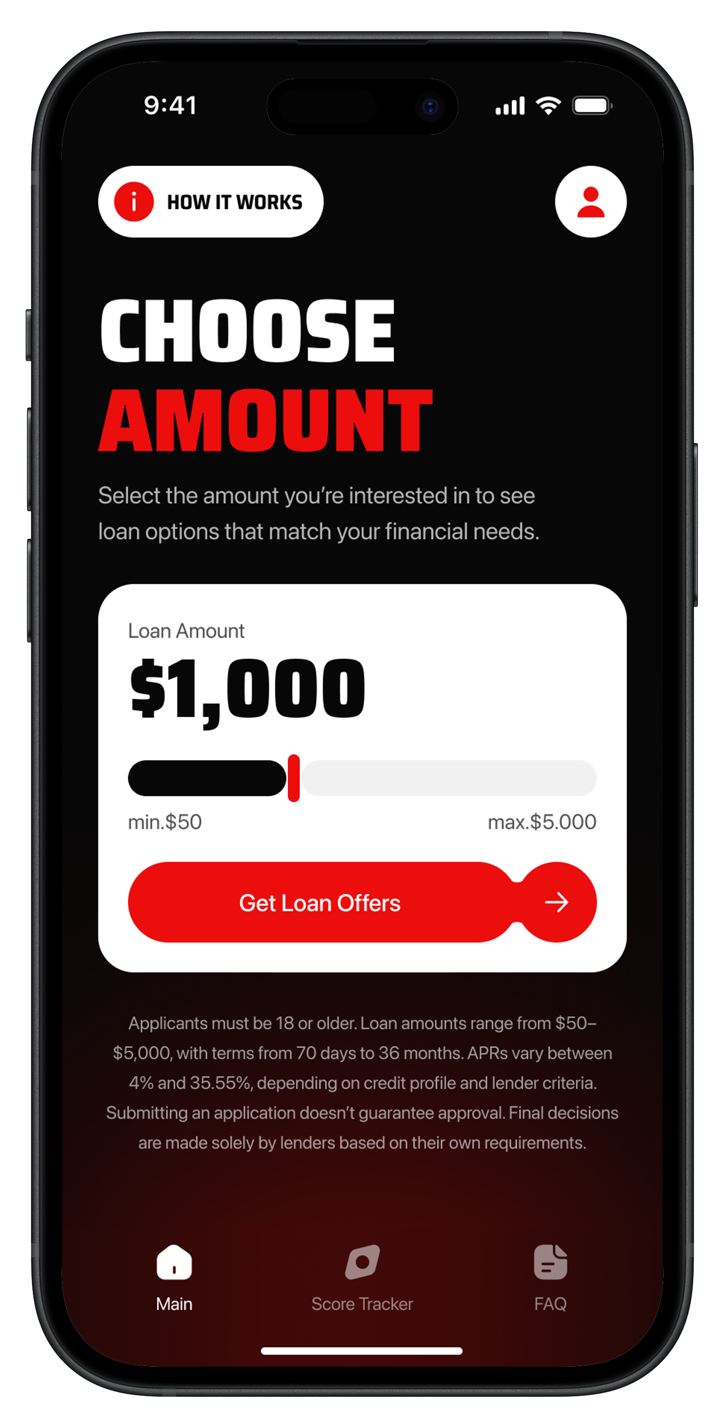 Cash Advance Naos - Get Loans app - Choose loan amount